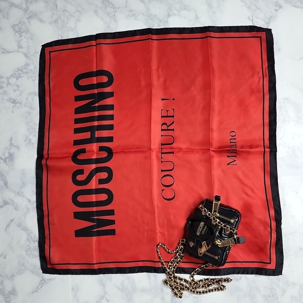Moschino red silk scarf